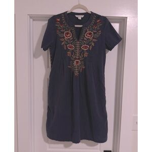 Coldwater Creek Embroidered Cotton Linen Dress Sz M‎ Pockets
